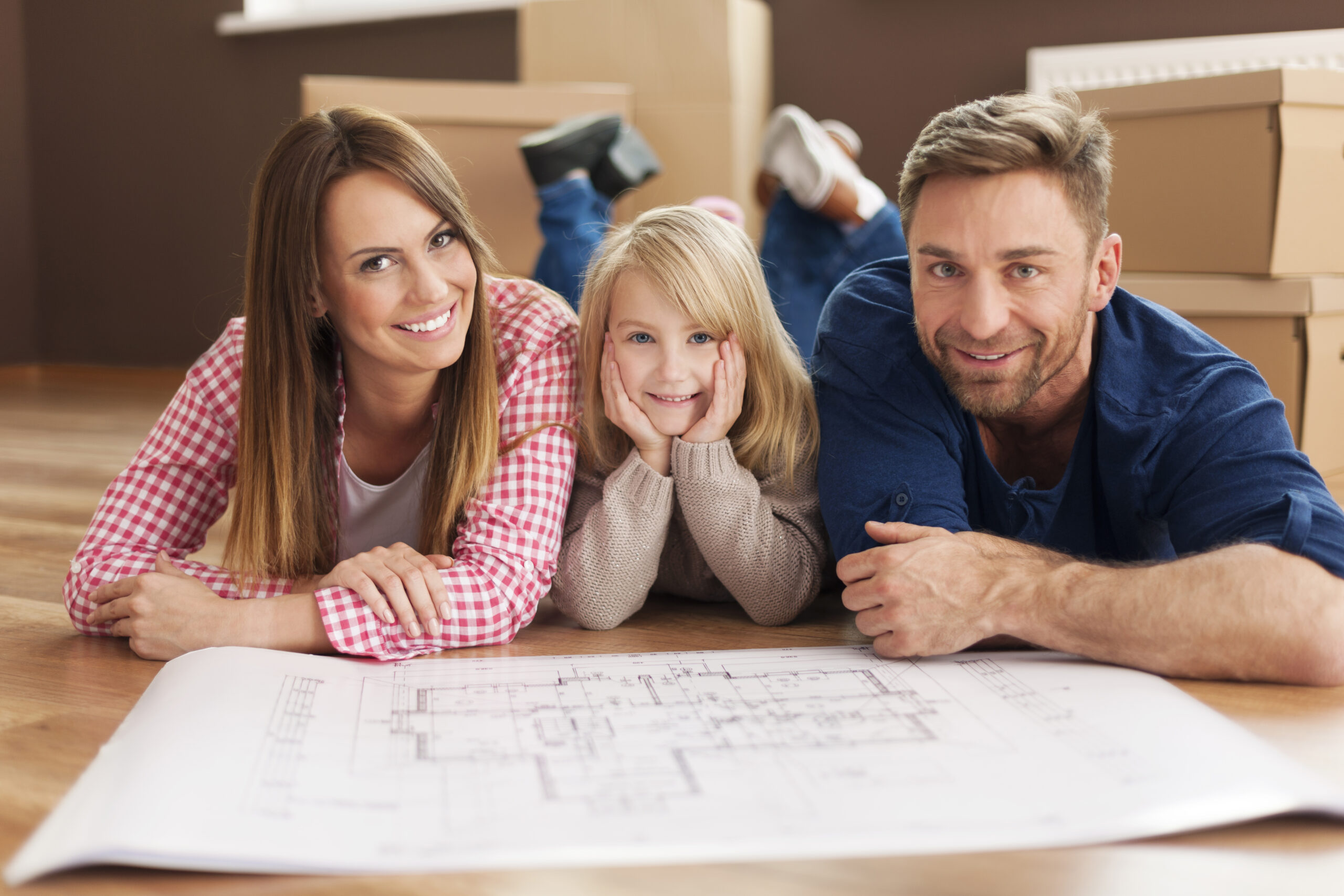 Happy family planning their new apartment